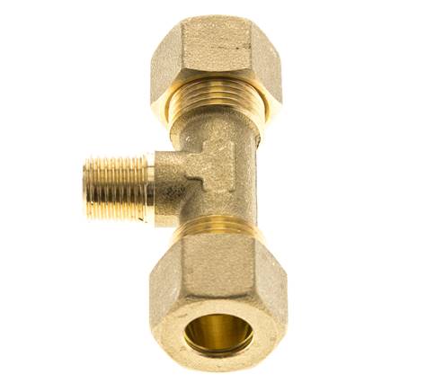 R 1/4'' Male x 12mm Brass Tee Compression Fitting 75 Bar DIN EN 1254-2