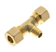 R 1/4'' Male x 12mm Brass Tee Compression Fitting 75 Bar DIN EN 1254-2