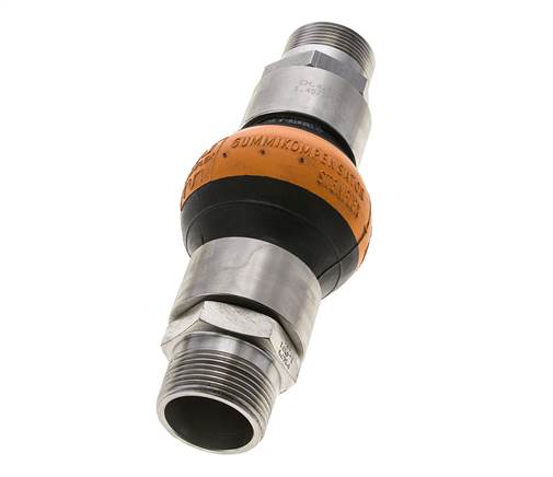 Threaded Rubber Expansion Joint DN32 R 1-1/4'' (Male)-R 1-1/4'' (Male) EPDM Stainless Steel