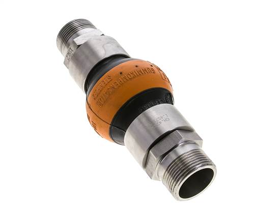 Threaded Rubber Expansion Joint DN32 R 1-1/4'' (Male)-R 1-1/4'' (Male) EPDM Stainless Steel