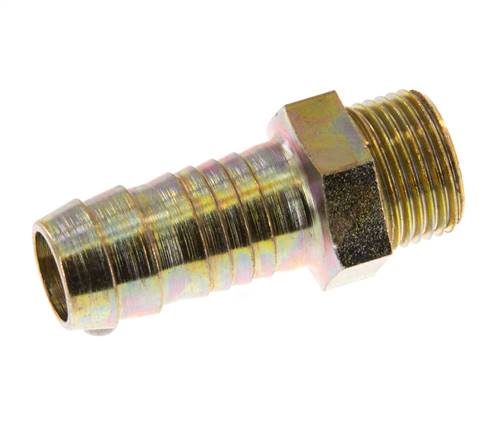 G 3/8'' Male x 13mm Zinc plated Steel Hose barb 25 Bar [2 Pieces]