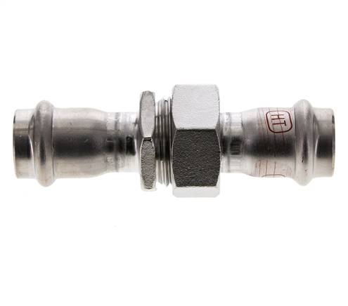 Union Press Fitting - 22mm Female - Stainless Steel Flat Sealing