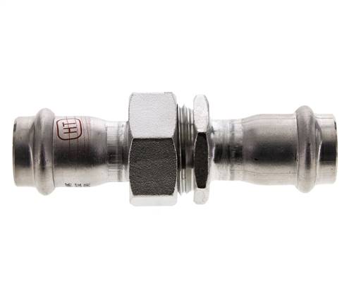 Union Press Fitting - 22mm Female - Stainless Steel Flat Sealing