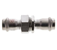 Union Press Fitting - 22mm Female - Stainless Steel Flat Sealing