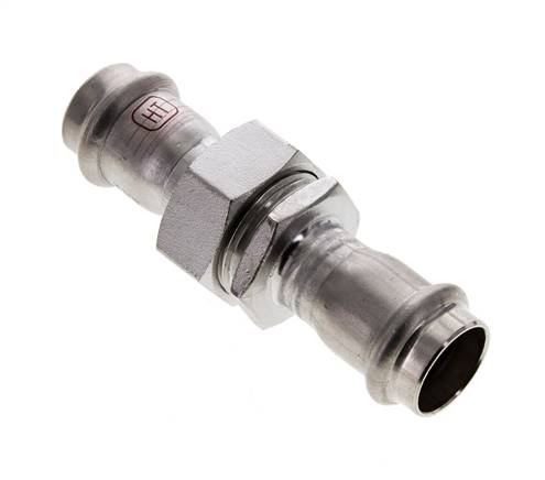 Union Press Fitting - 22mm Female - Stainless Steel Flat Sealing