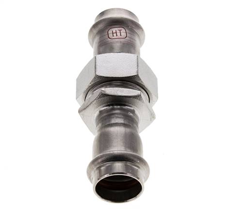 Union Press Fitting - 22mm Female - Stainless Steel Flat Sealing