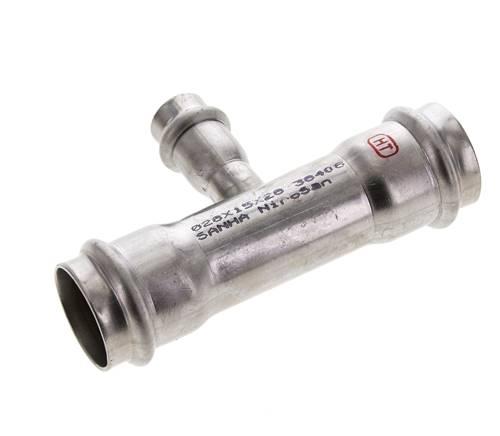 Tee Press Fitting - 15mm Female & 28mm - Stainless Steel