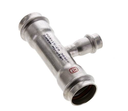 Tee Press Fitting - 15mm Female & 28mm - Stainless Steel