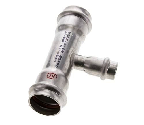 Tee Press Fitting - 15mm Female & 28mm - Stainless Steel