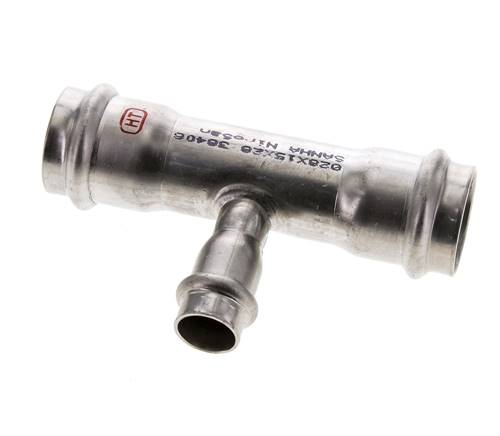 Tee Press Fitting - 15mm Female & 28mm - Stainless Steel