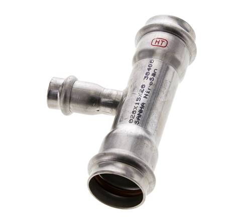 Tee Press Fitting - 15mm Female & 28mm - Stainless Steel