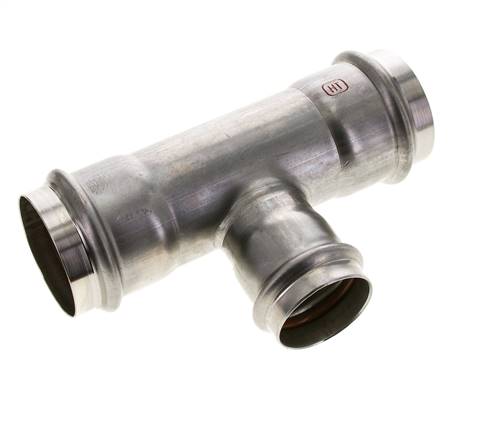 Tee Press Fitting - 42mm Female & 54mm - Stainless Steel