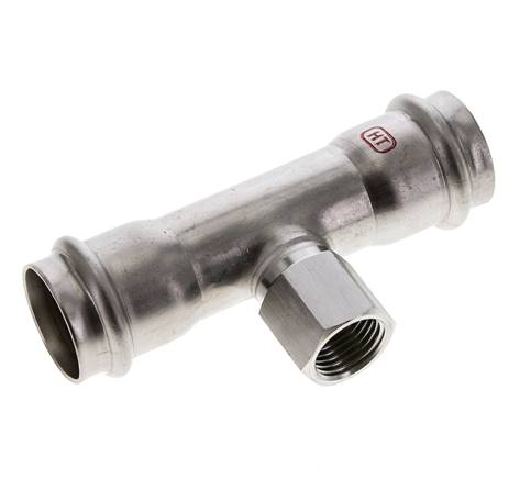 Tee Press Fitting - 28mm Female & Rp 1/2'' Female - Stainless Steel