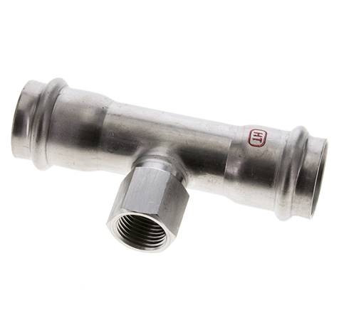 Tee Press Fitting - 28mm Female & Rp 1/2'' Female - Stainless Steel