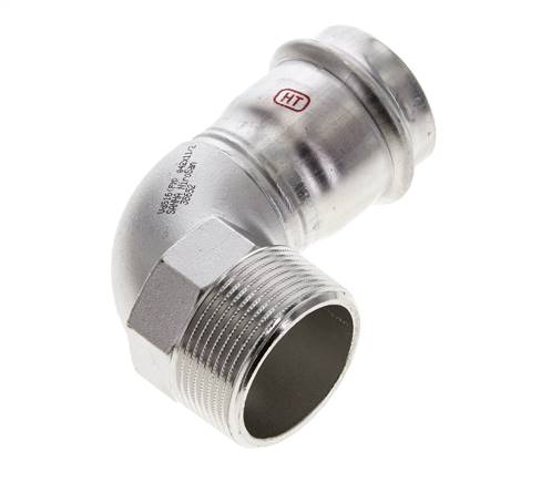 90deg Elbow Press Fitting - 42mm Female & R 1-1/2'' Male - Stainless Steel