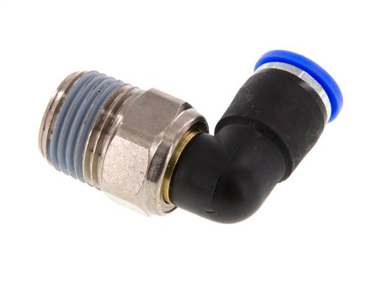 10mm & R1/2'' Elbow Swivel Joint Push-In-Male Threads Nickel-Plated Brass/PBT NBR Rotatable