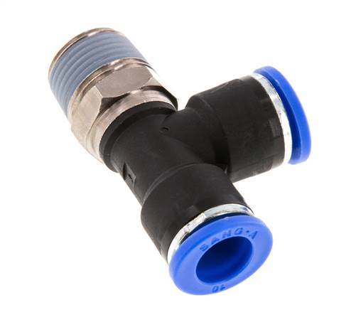 10mm x R3/8'' Right Angle Tee Push-in Fitting with Male Threads Brass/PA 66 NBR Rotatable