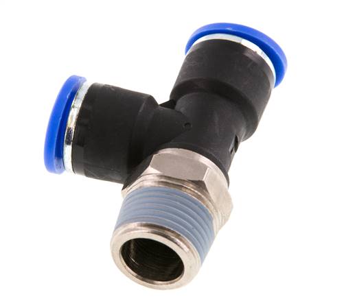 10mm x R3/8'' Right Angle Tee Push-in Fitting with Male Threads Brass/PA 66 NBR Rotatable