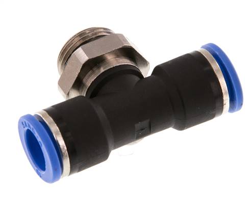10mm x G3/8'' Inline Tee Push-in Fitting with Male Threads Brass/PA 66 NBR Rotatable