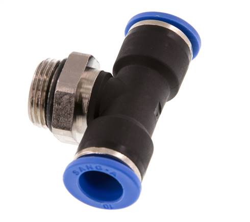 10mm x G3/8'' Inline Tee Push-in Fitting with Male Threads Brass/PA 66 NBR Rotatable