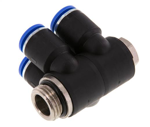 12mm x G1/2'' 4-way Manifold Push-in Fitting with Male Threads Brass/PA 66 NBR Rotatable