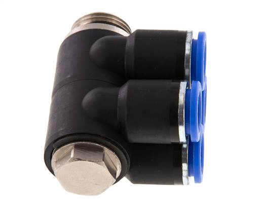 12mm x G1/2'' 4-way Manifold Push-in Fitting with Male Threads Brass/PA 66 NBR Rotatable