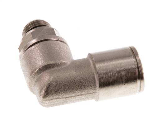 10mm x G1/8'' 90deg Elbow Push-in Fitting with Male Threads Brass NBR Rotatable