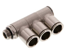 12mm x G1/4'' 3-way Manifold Push-in Fitting with Male Threads Brass NBR Rotatable