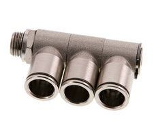 12mm x G1/4'' 3-way Manifold Push-in Fitting with Male Threads Brass NBR Rotatable