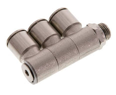 12mm x G1/4'' 3-way Manifold Push-in Fitting with Male Threads Brass NBR Rotatable