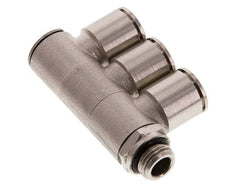 12mm x G1/4'' 3-way Manifold Push-in Fitting with Male Threads Brass NBR Rotatable