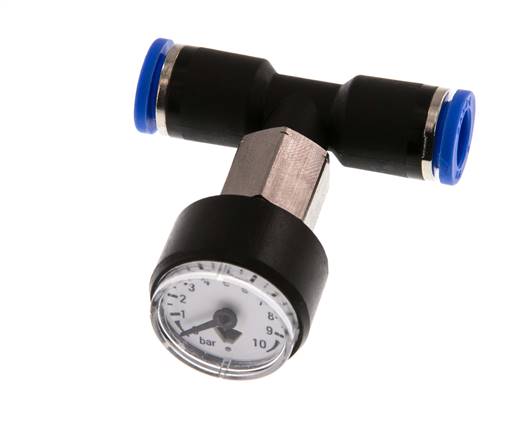 Pressure Gauge 8mm Union Straight 0-10 bar (0-145psi)