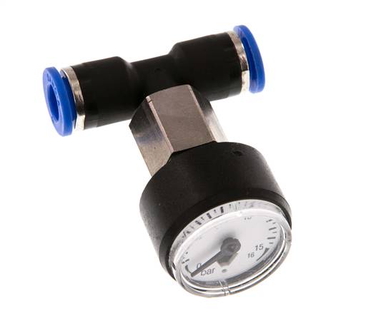 Pressure Gauge 6mm Union Straight 0-16 bar (0-232psi)
