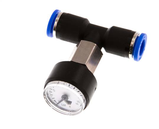 Pressure Gauge 8mm Union Straight 0-16 bar (0-232psi)