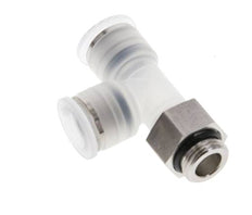 12mm x G3/8'' Right Angle Polypropylene (PP)/Stainless Steel Tee Push-in Fitting with Male Threads EPDM FDA Rotatable
