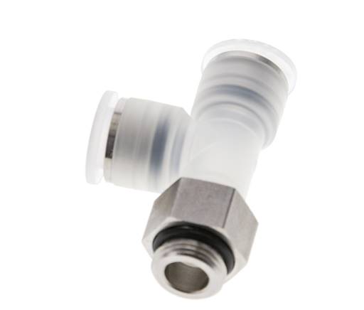 12mm x G3/8'' Right Angle Polypropylene (PP)/Stainless Steel Tee Push-in Fitting with Male Threads EPDM FDA Rotatable