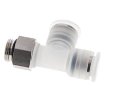 12mm x G3/8'' Right Angle Polypropylene (PP)/Stainless Steel Tee Push-in Fitting with Male Threads EPDM FDA Rotatable