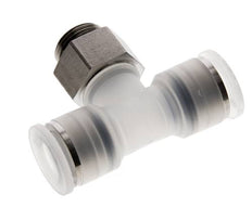 12mm x G3/8'' Polypropylene (PP)/Stainless Steel Inline Tee Push-in Fitting with Male Threads EPDM FDA Rotatable