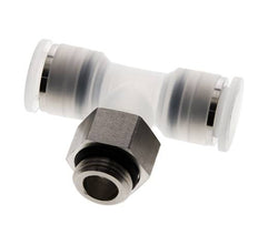 12mm x G3/8'' Polypropylene (PP)/Stainless Steel Inline Tee Push-in Fitting with Male Threads EPDM FDA Rotatable