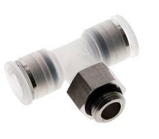 12mm x G3/8'' Polypropylene (PP)/Stainless Steel Inline Tee Push-in Fitting with Male Threads EPDM FDA Rotatable