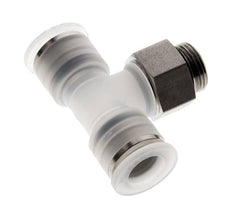12mm x G3/8'' Polypropylene (PP)/Stainless Steel Inline Tee Push-in Fitting with Male Threads EPDM FDA Rotatable
