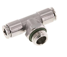 6mm x G1/4'' Inline Tee Push-in Fitting with Male Threads Stainless Steel FKM FDA Rotatable