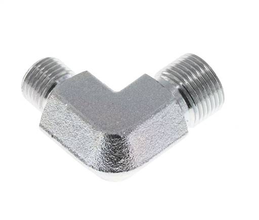 90deg Angled Reducing Fitting G3/8'' x G1/2'' High Pressure Steel 60° Cone 325bar (4566.25psi) Hydraulic