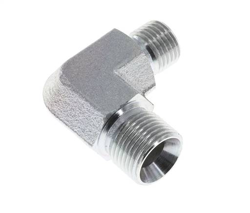 90deg Angled Reducing Fitting G3/8'' x G1/2'' High Pressure Steel 60° Cone 325bar (4566.25psi) Hydraulic