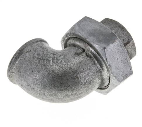90deg Angled Union Connector Rp1 1/4'' Female Cast Iron Flat Seal Centellen 25bar (351.25psi)