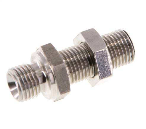 G 1/4'' Stainless steel Bulkhead Double nipple 350 Bar - Hydraulic