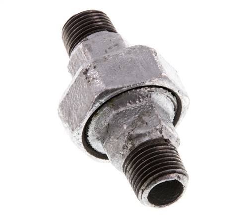 R 1/2'' Zinc plated Cast iron Double Nipple 3-pieces with Conically sealing 25 Bar