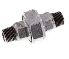 R 1/2'' Zinc plated Cast iron Double Nipple 3-pieces with Conically sealing 25 Bar
