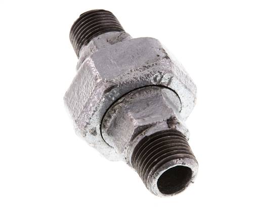 R 1/2'' Zinc plated Cast iron Double Nipple 3-pieces with Conically sealing 25 Bar