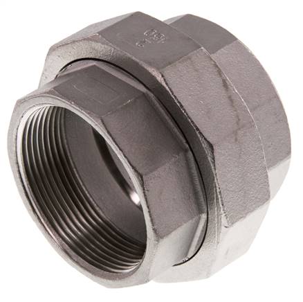 Rp 2'' Stainless steel Double Nipple 3-pieces with Conically sealing 16 Bar